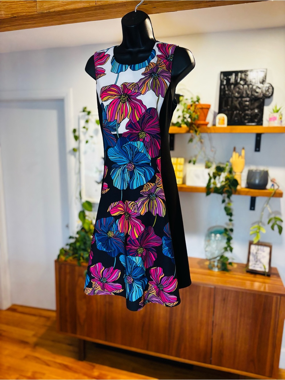 Joseph Ribkoff Floral Colorblock Dress Size 8 | Like New WITH POCKETS!